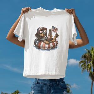 Patriotic Dog Shirt, Independence Day 4th of July Tee, Usa American Flag Pet Animal Print T-Shirt for Gift