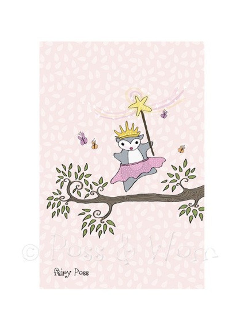 Nursery art, children's Mini Print Fairy Poss image 2