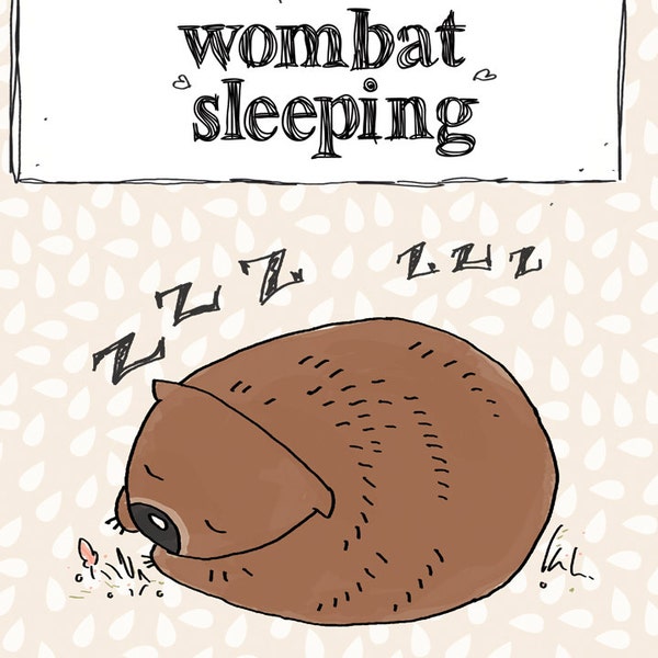 Australian art Mini Print Wombat Sleeping
