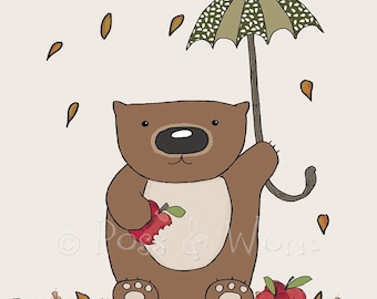 Wombat Munchies Print – Australian Wildlife Kids Wall Art by Poss & Wom
