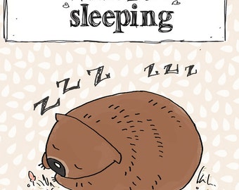 Australian Wombat Wall Art Print – Kids Nursery Decor – Poss & Wom Animal Illustration