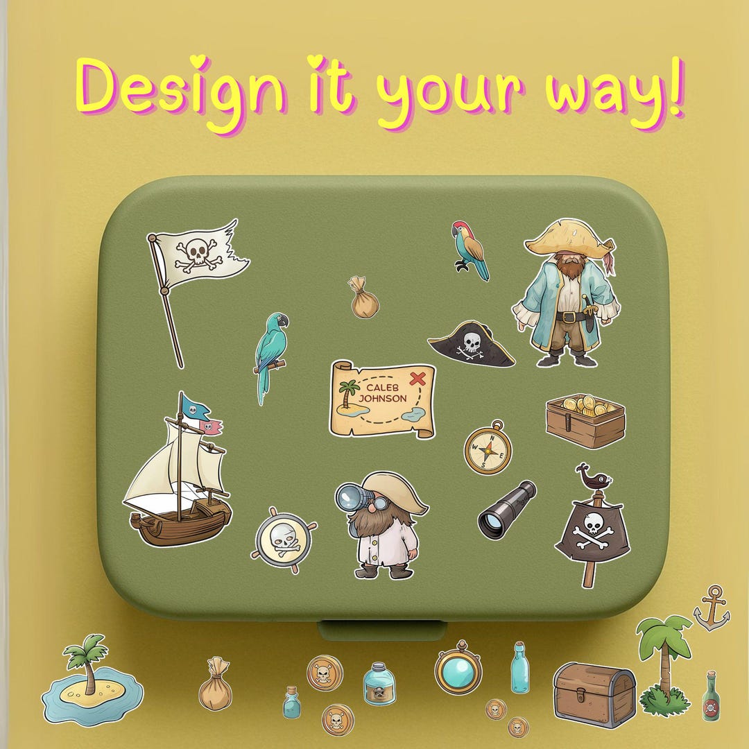 Personalized Pirate Name Labels: Waterproof Stickers for Kids - Etsy