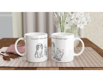 Cavalier King Charles Spaniel Mug – 'Cavalier Vibes Only' Doodle Design