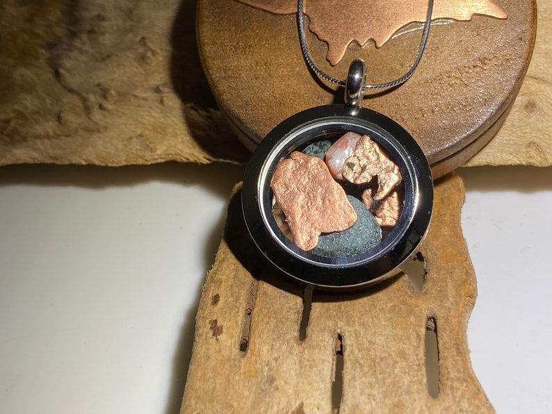 Keweenaw Copper Lake Superior Thomsonite Window Pendant Michigan Greenstone ,Chlorastrolite