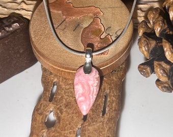 Rhodochrosite Sterling Silver Small Pendant Necklace
