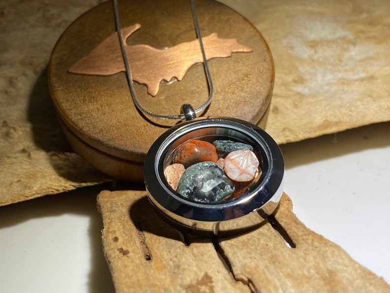 Keweenaw Copper Lake Superior Thomsonite Window Pendant Michigan Greenstone ,Chlorastrolite