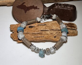 Leland Blue & Charlevoix Stone Favosite Bracelet