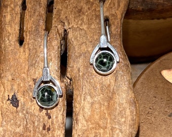 Isle Royale Chlorastrolite Michigan Greenstone 5mm Decorative Sterling Silver Earrings