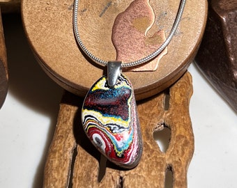 Fordite (Corvette) Sterling Silver Pendant Necklace