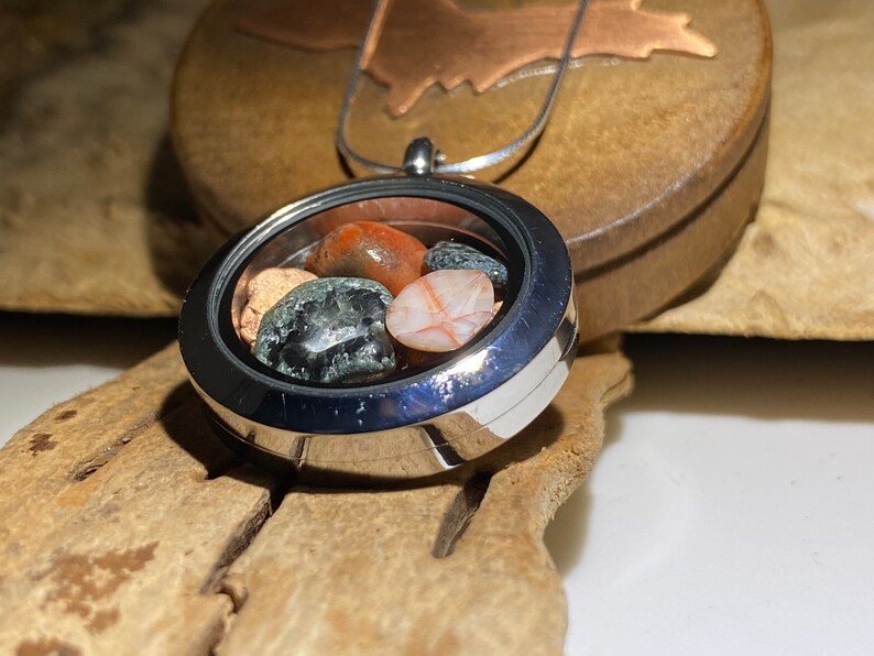 Keweenaw Copper Lake Superior Thomsonite Window Pendant Michigan Greenstone ,Chlorastrolite