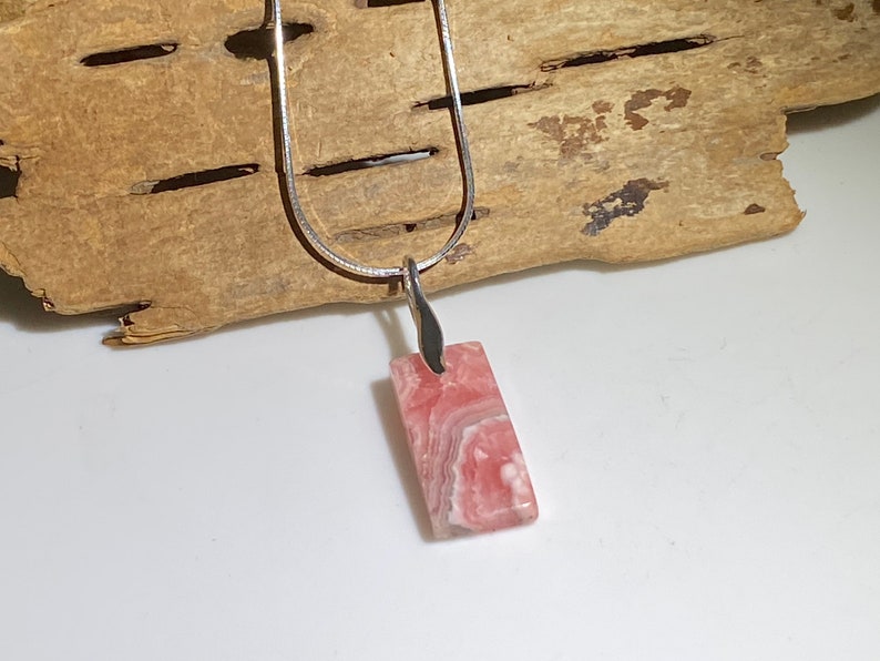 Rhodochrosite Sterling Silver Pendant Necklace