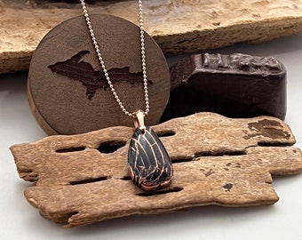 Keweenaw Copper Shale Pendant (Extremely Rare) Necklace with Rose Gold filled 18 inch Chain