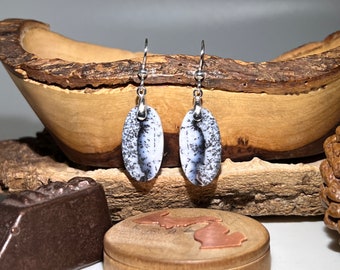 Dendritic Opal Dendritic Agate Sterling Silver Earrings