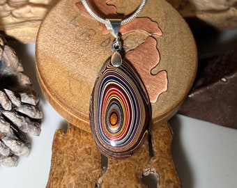 Fordite (Corvette) Sterling Silver Pendant Necklace