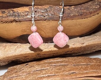 Rhodochrosite Sterling Silver Earrings