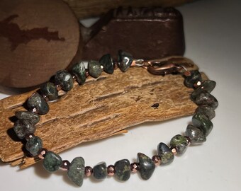 Epidote and Copper Bracelet