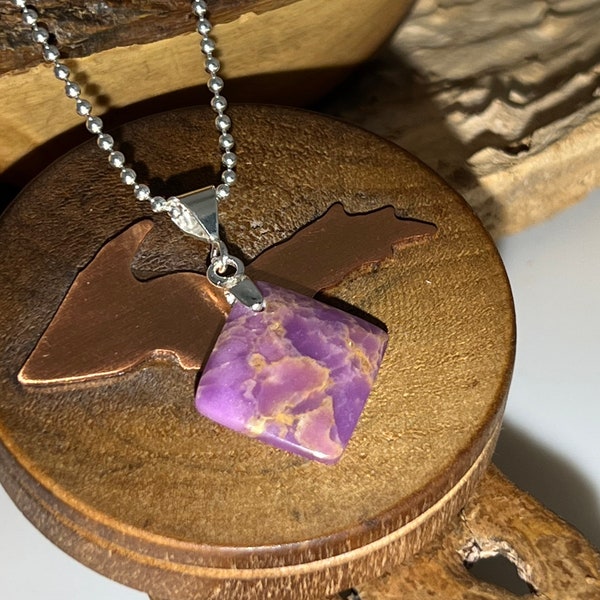 Phosphosiderite Vibrant Purple Pendant Neckace