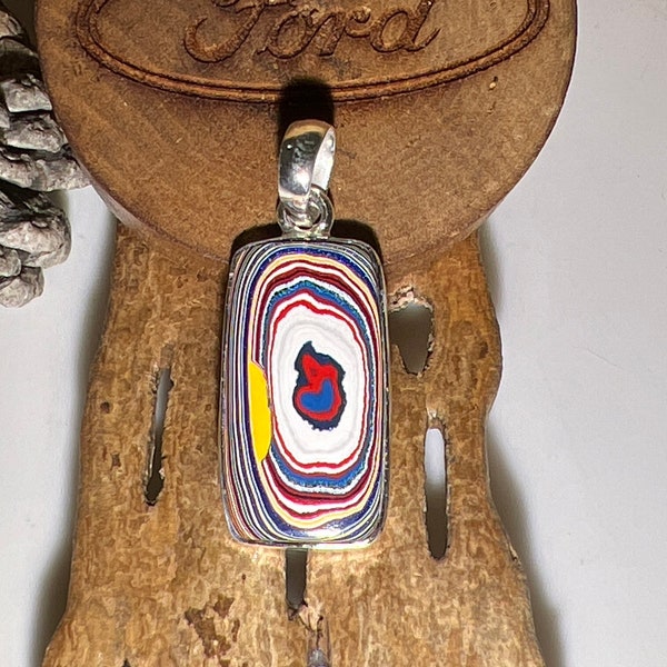 Fordite Pendant in Sterling Silver setting