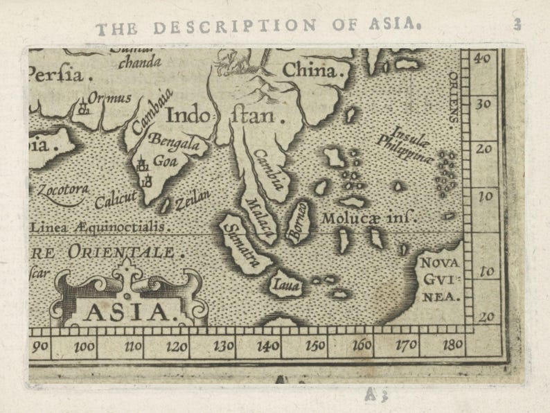 1603 Map of Asia Old World Map Abraham Ortelius Theatre of the World ...