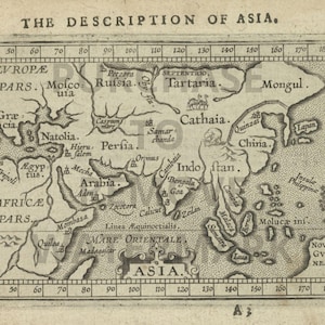 1603 Asien Karte Alte Weltkarte Abraham Ortelius Theater Der Welt Vintage Sepia Historische Druckbare Karte 24 x 18 zoll JPG Digital Download