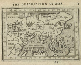 1603 Map of Asia Old World Map Abraham Ortelius Theatre Of The World Vintage Sepia Historic Printable Map 24x18inch HQ JPG Digital Download