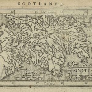 1603 ancienne carte de l'Ecosse Edenburg Scotia Derri Lorna Coye Escocia carte vieux sépia historique imprimable carte 24 x 18 pouces HQ JPG téléchargement numérique