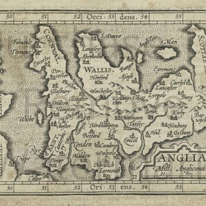 1603 Antike Karte von England Anglia Scotiae Londen London Oxfort Großbritannien Karte Alte Sepia Historische druckbare Karte 24 "x 18" JPG Digital Download