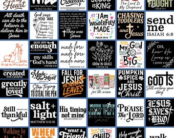 Christian PNG Bundle: 39 Faith Bible Verse Quotes for T-Shirts & Sublimation (Digital Download)