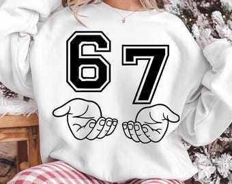 6 7 Hands Meme SVG PNG, Funny Viral Design (Digital Download)