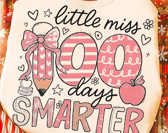 100 Days Smarter PNG: School Milestone T-Shirt Design (Digital Download)