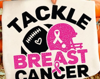 Tackle Breast Cancer PNG: design per maglietta con nastro rosa per la sensibilizzazione sul calcio (download digitale)