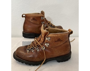 Botas de senderismo VTG Wood N Stream Weinbrenner para mujer 8E, anchas, de cuero marrón, para senderismo