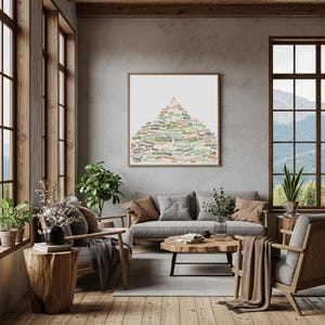 Mountain Word Cloud Canvas Art: Adventure Decor for Nature Lovers, Hiking