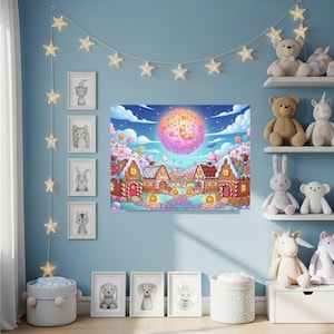Giclée Candyland Dream Poster: Whimsical Kids Room Wall Art