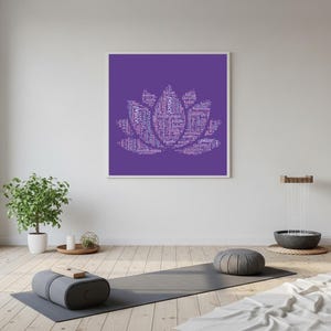 Lotus Flower Word Cloud Canvas Art: Spiritual Meditation Decor