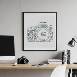 Photography Word Art Canvas: DSLR Camera Silhouette - Gift for Photographers