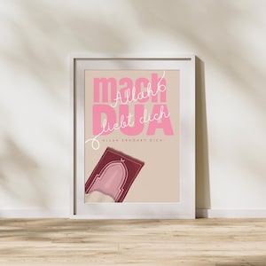 Mach Dua Poster – Allah liebt dich | Islamische Wanddeko & Gebetsnische Print | Muslimisches Geschenk für Frauen | Posterdruck A4 oder 30x40