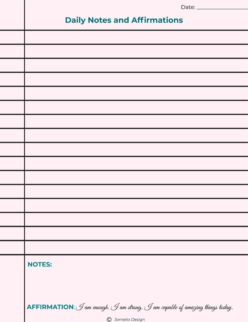 Daily Notepad – Printable PDF – One Page – Unlimited Prints – Daily ...