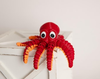 Juguete antiestrés de pulpo impreso en 3D personalizado: mascota de escritorio articulada