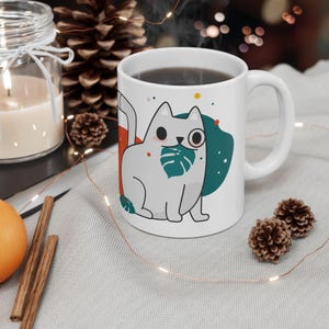 Whimsical Cat Ceramic Mug - Cute Cat Lover Gift, Tea or Coffee Mug, Unique Home Decor, Cat-Themed Kitchenware, Holiday Present