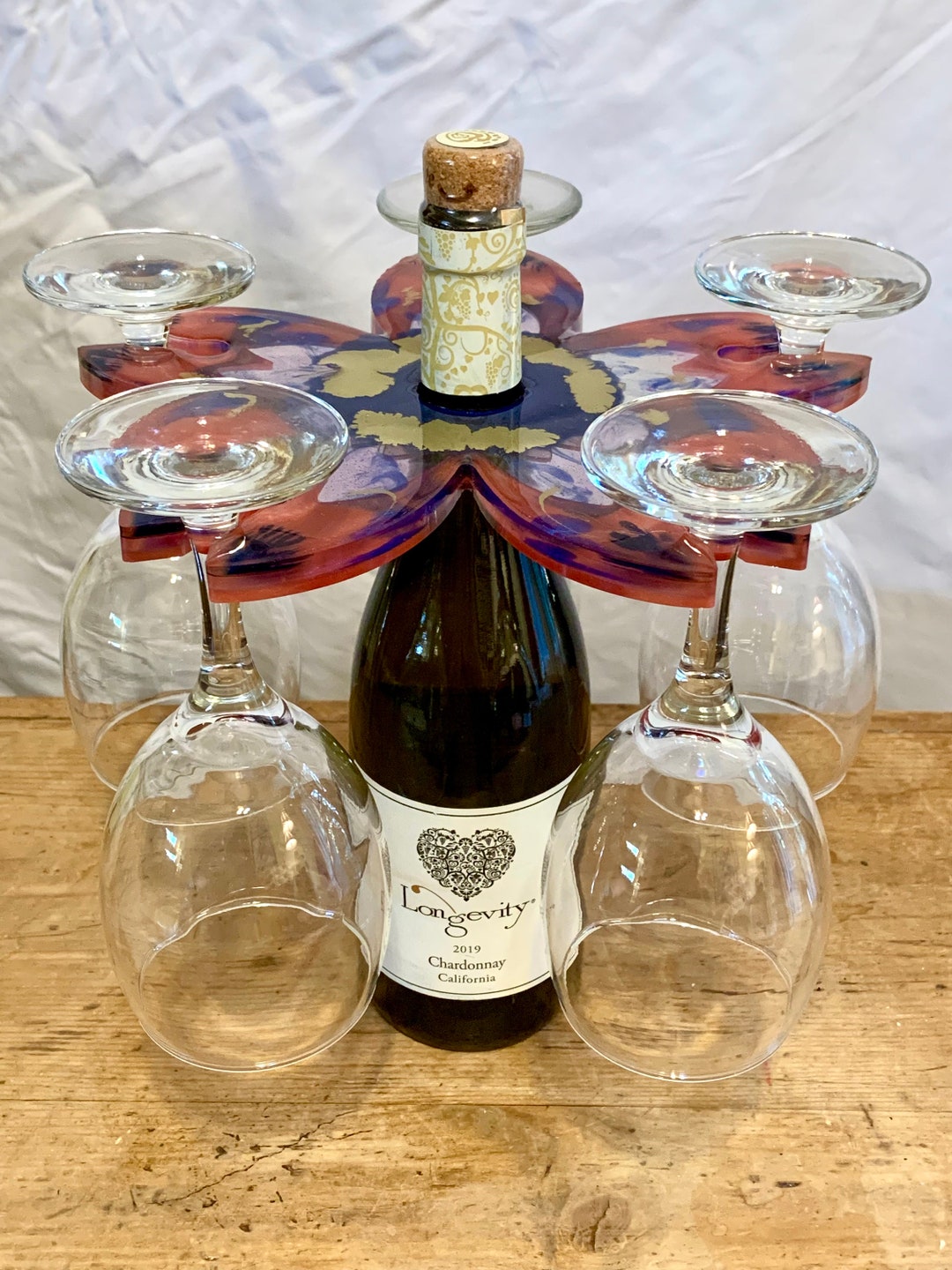 Elegant Flower Shaped Wine Glass Holder Etsy