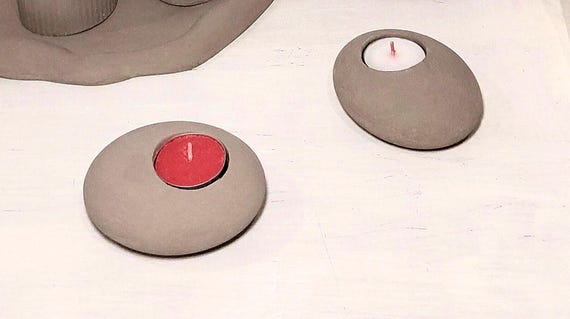 2 x ARTESANY HOME handmade cement tea light candle holders. 100% handcrafted. We don't decorate spaces. We create atmospheres.
