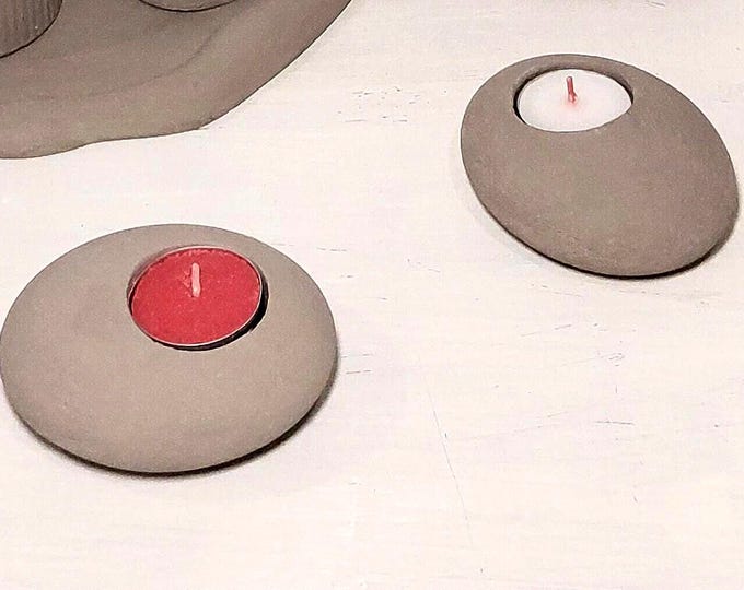 2 x ARTESANY HOME handmade cement tea light candle holders. 100% handcrafted. We don't decorate spaces. We create atmospheres.