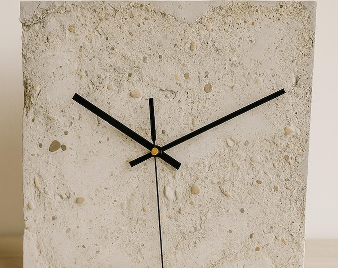 Featured listing image: Handmade Cement Clock 25x25 cm by ARTESANY HOME – Customizable, Minimalist, and Modern Clock | 100% Handmade Decor