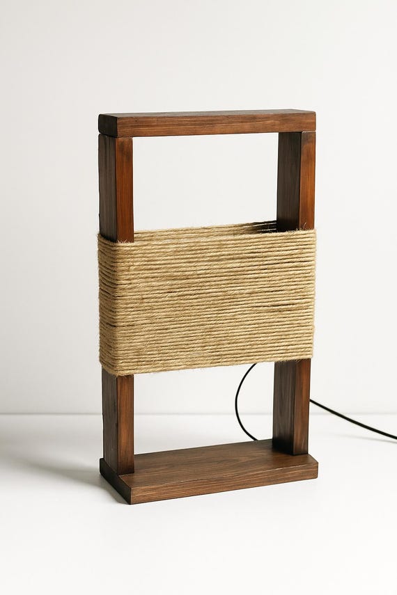 Handmade wooden and rope lamp | Rustic and modern light | "Handmade" by ARTESANY HOME | Perfect gift for this spring