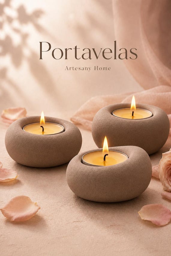 3 x ARTESANY HOME Handmade Cement Tea Light Holders | Some objects simply take up space. Others transform it.