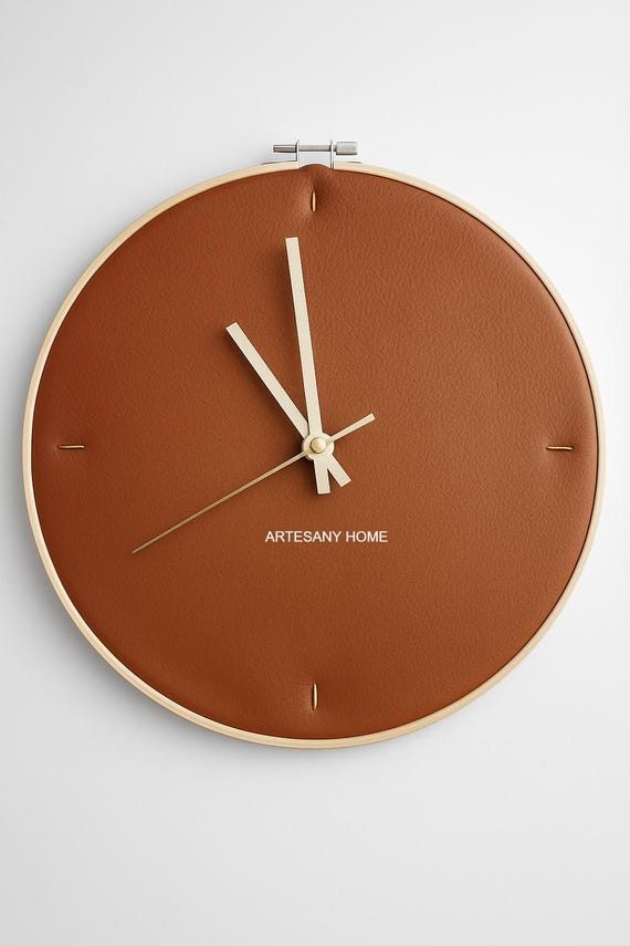 Handmade leather wall clock | Customizable and handmade | Handcrafted for homes that value authenticity.