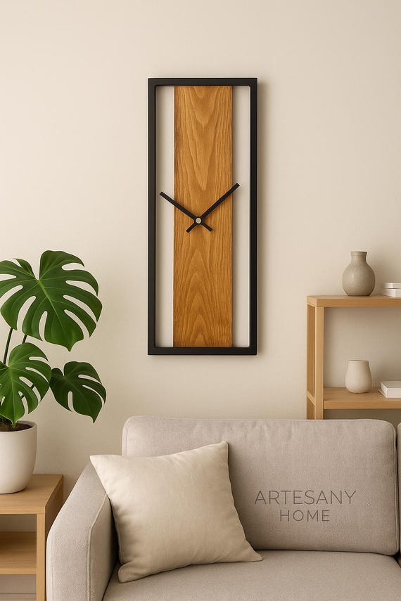 Wall Clock in Wood and Metal Structure | "Handmade" by ARTESANY HOME | Timeless design, unhurried craftsmanship.