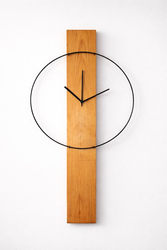 Handcrafted Wooden and Metal Wall Clock | Modern Decor | 40 cm Diameter | Handmade in Spain | ARTESANY HOME