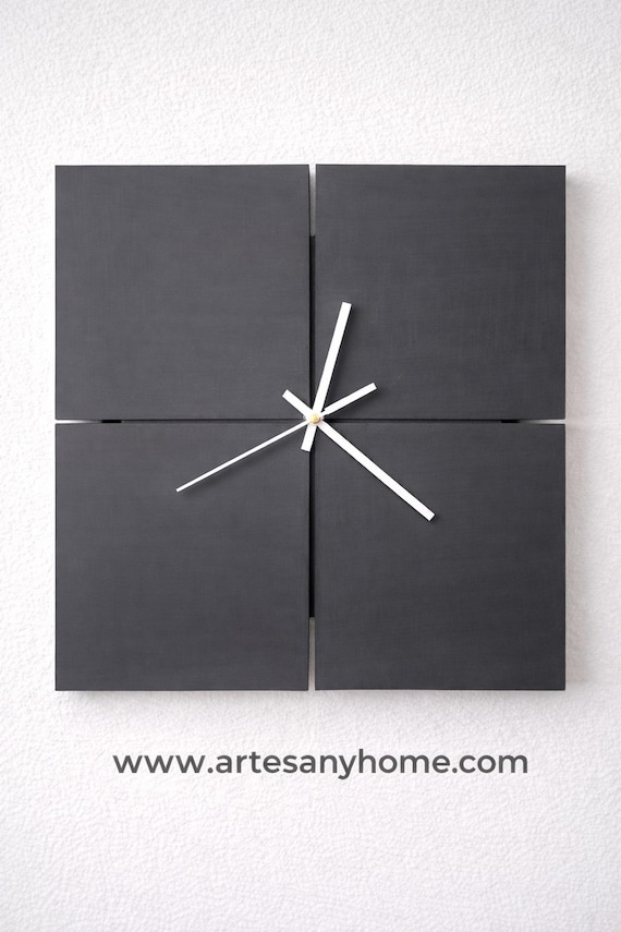 Quadrum Chalk Painted Wooden Clock – 40 x 40 cm | Modern Handmade Decorative | Perfect Gift for Your Home